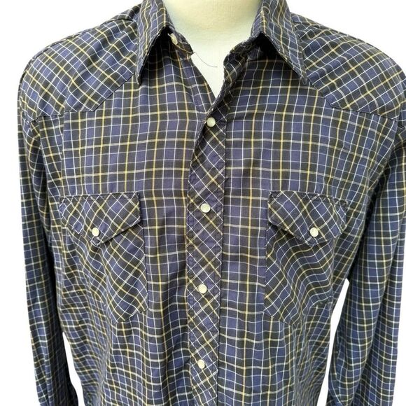 Wrangler Vintage Pearl Snap Western Plaid Long Sleeve Men's Shirt Size XL - Picture 4 of 12